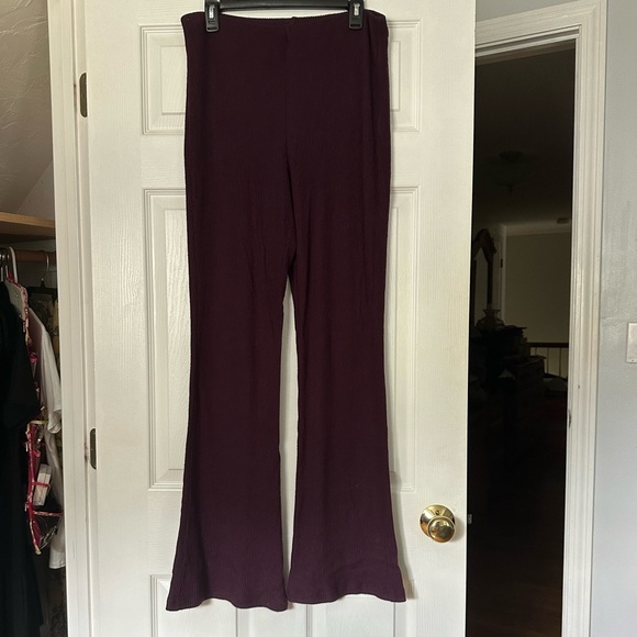 Express High-waisted Ribbed Flare Lounge-pants - Picture 1 of 4